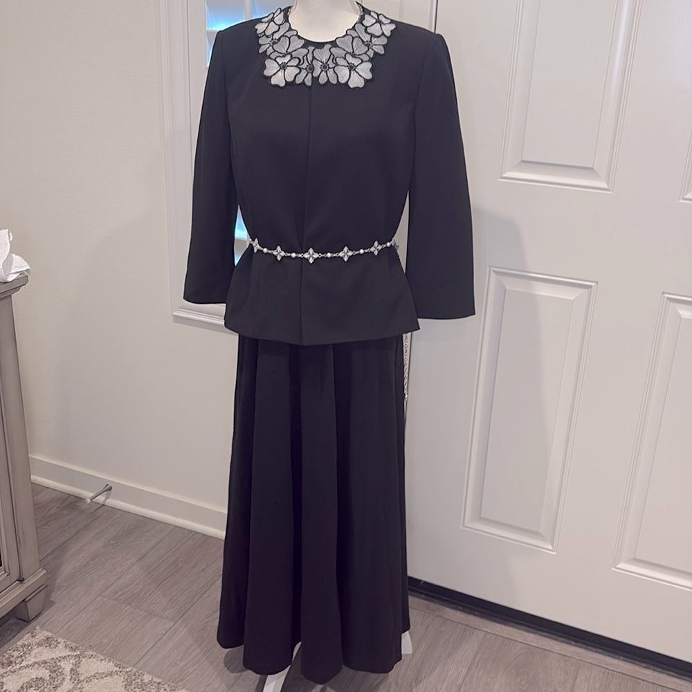 Chico’s ponte A-line elbow sleeve maxi dress in black 1/US 8 - Picture 7 of 11